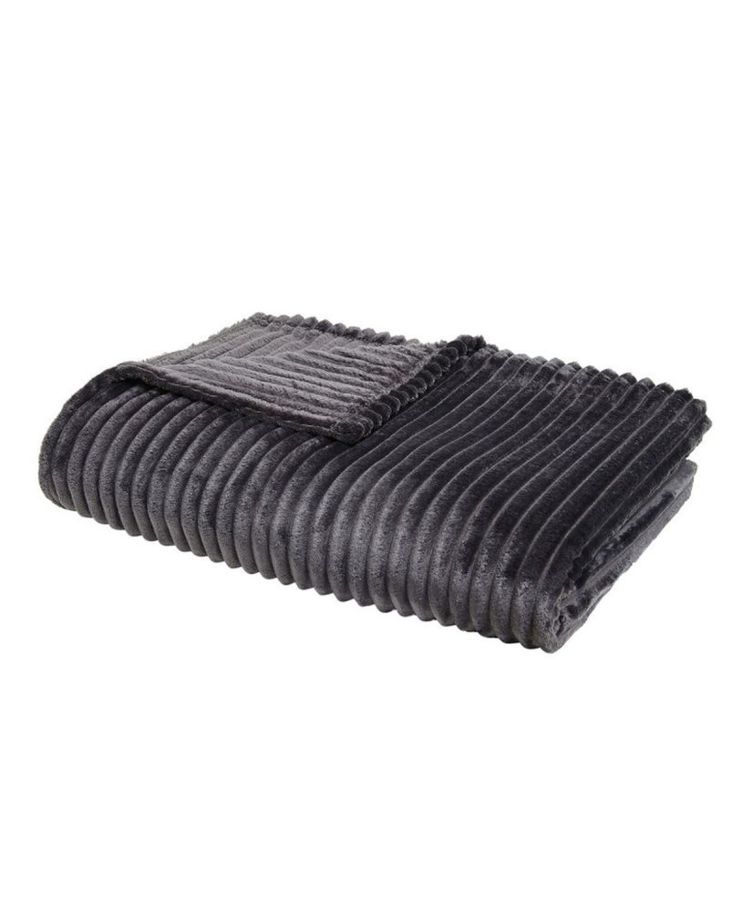 Soft & warm ribbed plaid blanket charcoal 150 x 200 cm Soft & warm ribbed plaid blanket charcoal 150 x 200 cm