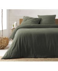 Parure de lit en gaze de coton vert 240 x 220 cm