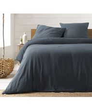 Juego de cama de gasa de algodón azul 240 x 220 cm.