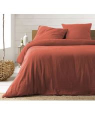 Parure de lit en gaze de coton rouge 240 x 220 cm