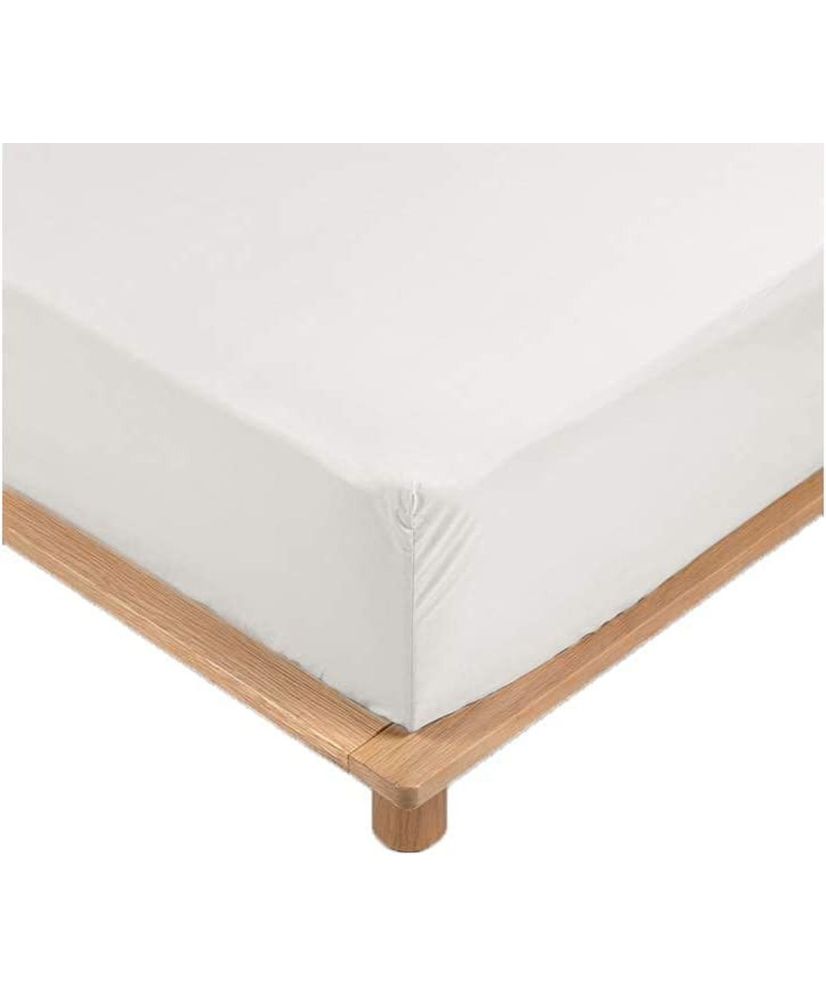 Drap-housse percale blanc 140 x 190 cm avec bonnet 30 cm