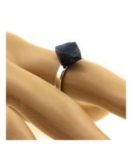 14.29 carat silver plated raw sapphire ring