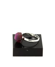 Anello con rubino grezzo placcato argento 13,53 carati