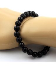 Bracciale con perline di agata nera 8 mm