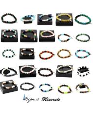 Bracciale con perle di malachite del Congo + ematite + onice nero opaco + legno 8 mm