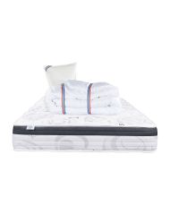 Sleeplux latex mattress 90 x 190 x 26 cm, summer-winter side, high density + pillow + duvet