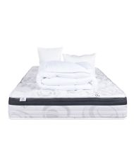 Sleeplux latex mattress 140 x 200 x 26 cm, summer-winter side, high density + 2 pillows + duvet