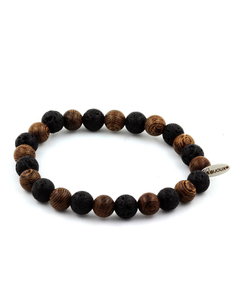 Pulsera Cuentas Lava + madera 8 mm Pulsera Cuentas Lava + madera 8 mm
