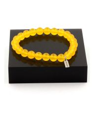 Bracciale con perline di agata gialla 8 mm