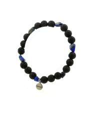 Lapis Lazuli Bracelet from Pakistan + 8 mm Lava Beads