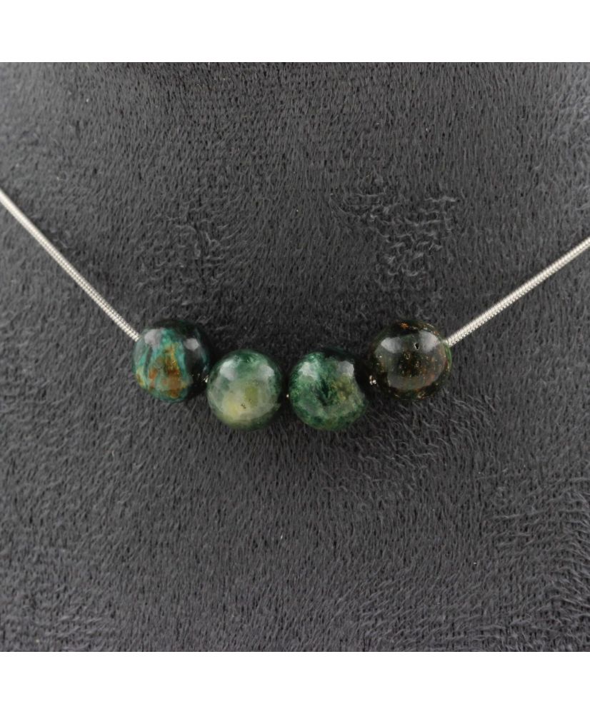 Halskette 4 Smaragdperlen aus Sambia. Qualität 3A 8 mm Edelstahlkette Halskette 4 Smaragdperlen aus Sambia. Qualität 3A 8 mm Edelstahlkette