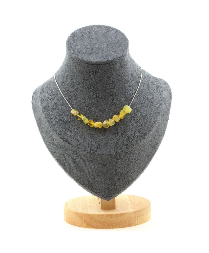 Collana con 10 perle di opale giallo australiano, catena in acciaio inossidabile Collana con 10 perle di opale giallo australiano, catena in acciaio inossidabile