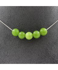 Collar 5 perlas Peridoto Cadena de acero inoxidable 8 mm