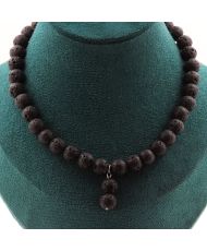 Collar de perlas de lava de 8 mm + 2 perlas de lava de 8 mm Cadena de acero inoxidable