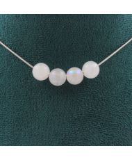 Collier 4 perles Pierre de Lune 8 mm Chaine en inox