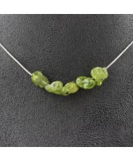 Collier 5 perles Péridot de Myanmar (Birmanie) Chaine en inox