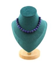Collier 20 perles Lapis Lazuli 8 mm Chaine en inox