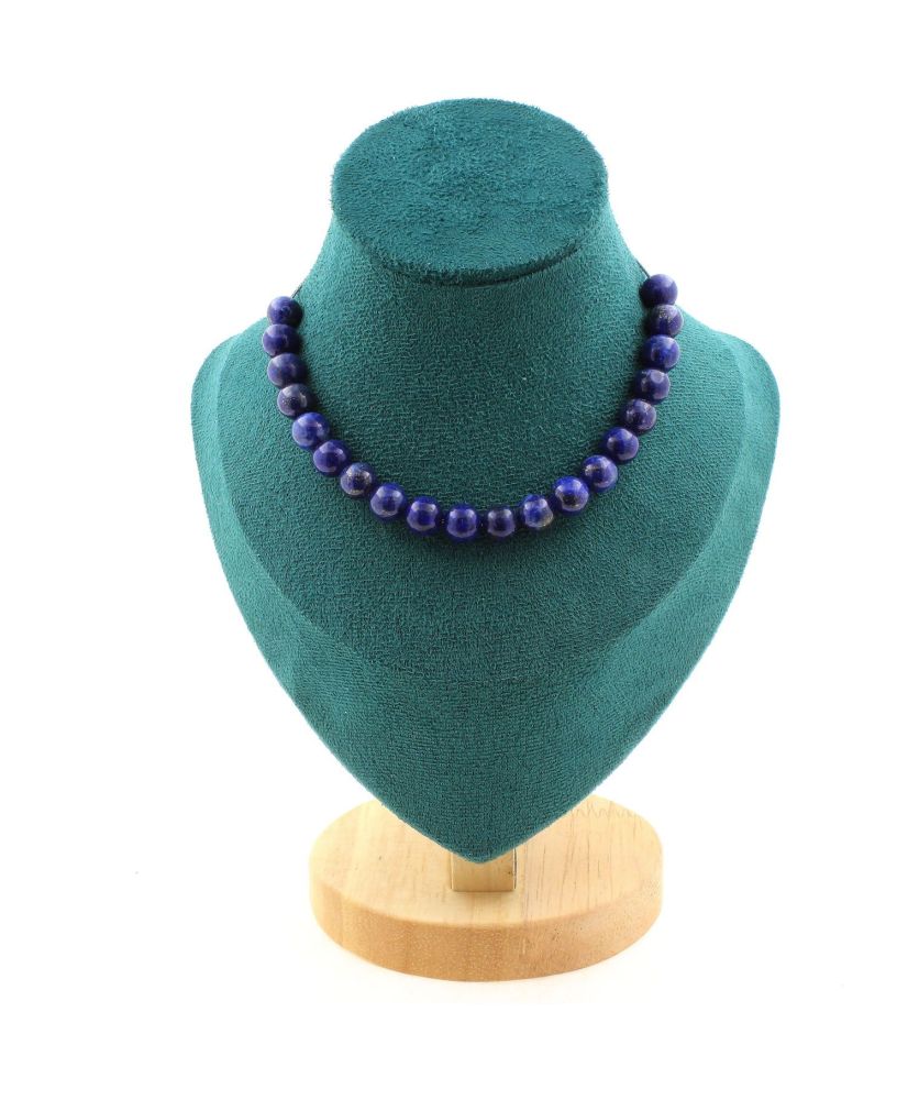 Collier 20 perles Lapis Lazuli 8 mm Chaine en inox Collier 20 perles Lapis Lazuli 8 mm Chaine en inox