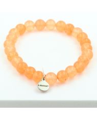Bracciale con perline di calcedonio arancione 8 mm