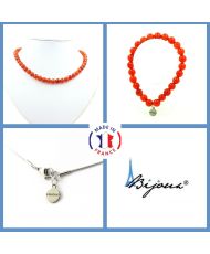 Conjunto de joyería Pulsera Collar Cuentas de cornalina de Uruguay Calidad Cadena de acero inoxidable de 5 a 8 mm
