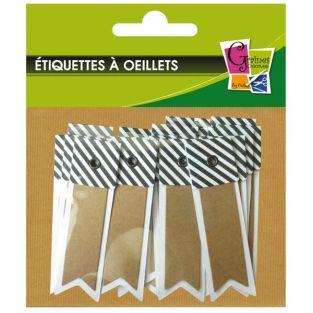  20 striped kraft labels - Pennant 