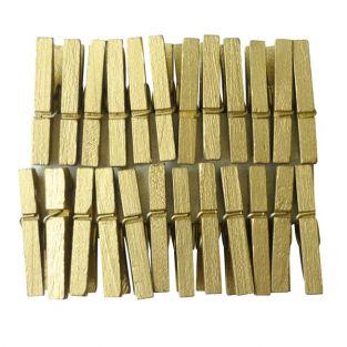  24 mini pinces à linge dorées 