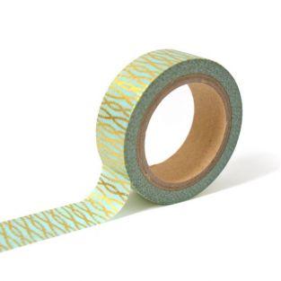  Masking tape bleu avec fils entrelacés dorés 