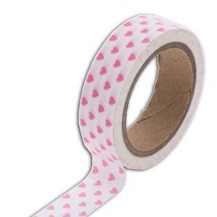  Masking tape cœurs rose - 10 m 