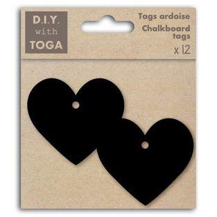  Etiquettes stickers ardoises - petits cœurs 