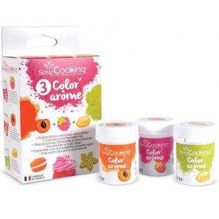  3 Colorants-arômes alimentaires framboise-abricot-pistache 