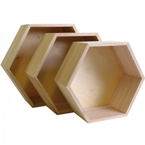 3 étagères hexagone en bois 3 étagères hexagone en bois