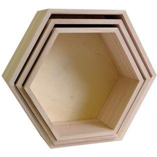  3 wood shelves - Hexagone 