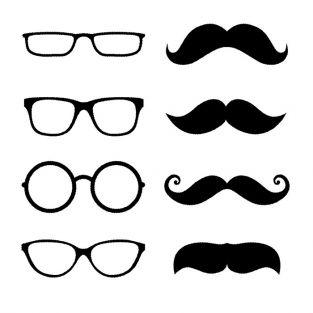 Kit de 8 tampons bois - Lunettes & Moustaches 