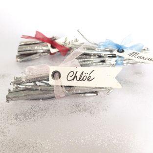 4 mini bundles of twigs 7 cm - silver