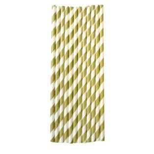 25 pailles en papier 20 cm - doré