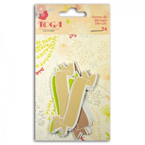 24 formes découpées bannières vert-taupe-beige 24 formes découpées bannières vert-taupe-beige