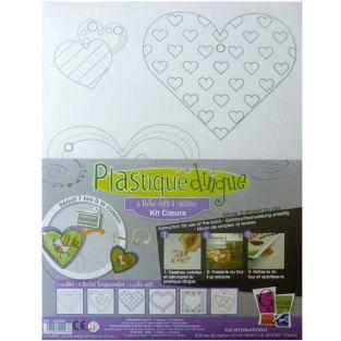 2 shrink plastic sheets Hearts + 6 keychains