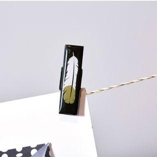 6 pinces à linge Epoxy - doré-noir-blanc