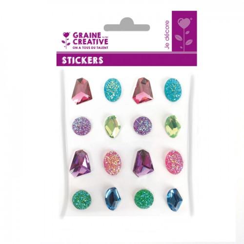 16 adhesive gems 20 mm - multicolored 16 adhesive gems 20 mm - multicolored