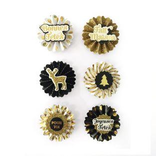 6 pegatinas 3D medallones de Navidad 4 cm