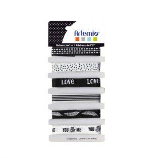 6 rubans Amour noir & blanc