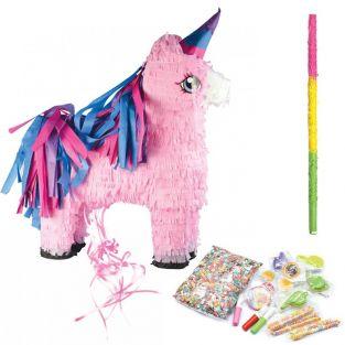 Coffret Piñata Licorne et ses suprises + bâton