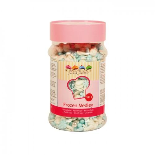 Mix de décorations en sucre Flocons de neige bleu-blanc-argent - 180 g Mix de décorations en sucre Flocons de neige bleu-blanc-argent - 180 g