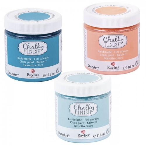 Pintura tiza Chalky Finish 118 ml x 3 colores - azul, naranja, azul-gris Pintura tiza Chalky Finish 118 ml x 3 colores - azul, naranja, azul-gris