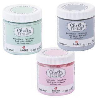 Chalk paint Chalky Finish 118 ml x 3 - pink, grey, jade green