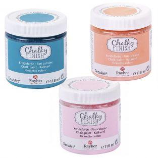 Peinture craie Chalky Finish 118 ml x 3 - orange-rose-bleu