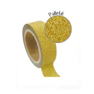 Masking tape à paillettes 1,5 cm x 5 m - Doré