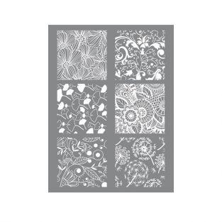 Pochoir pâte polymère floral 11,4 x 15,3 cm