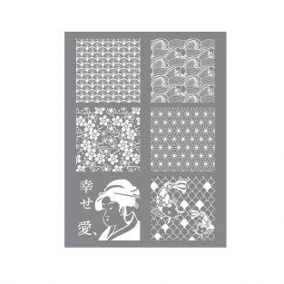 Pochoir pâte polymère japon 11,4 x 15,3 cm