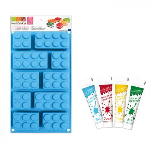 Lego Bricks Silicone Mould + Edible gel dyes kit Lego Bricks Silicone Mould + Edible gel dyes kit